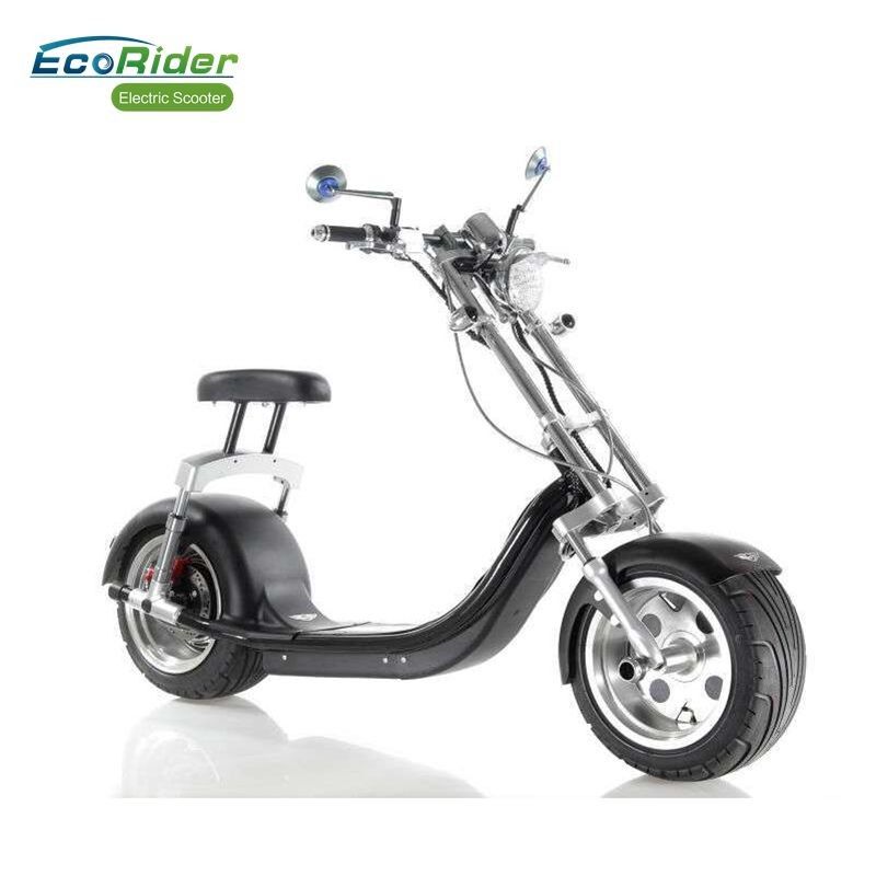 EcoRider 1200W 50KM Range 2 Wheel Electric Scooter with Front Suspension for Adult